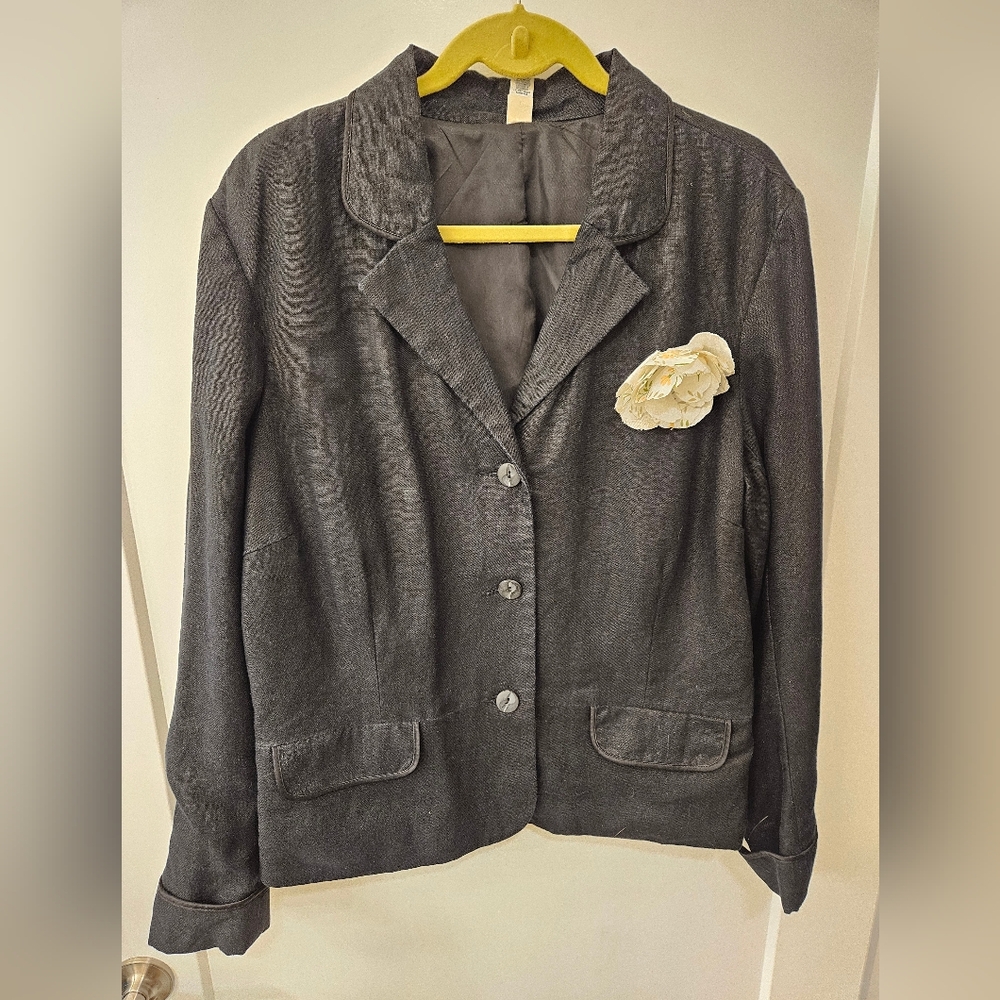 Vintage - Pure Linen Old Navy Lined Black Blazer - NWOT - Size XXL